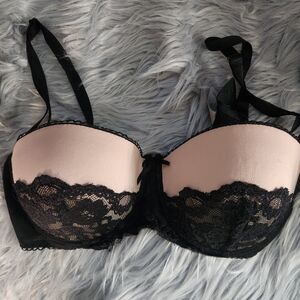 Elegant Black and Pink Lace Bra